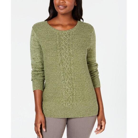 Karen Scott Cable-Knit Panel Sweater - Picture 1 of 2